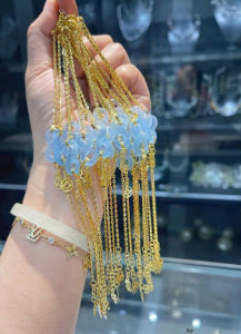 lắc tay nữ vàng tây mix charm như ý nguyện đá aquamarine tự nhiên  vòng tay đá phong thuỷ hợp mệnh mộc mệnh thuỷ trang sức thiết kế đủ hoá đơn thẻ bảo hành