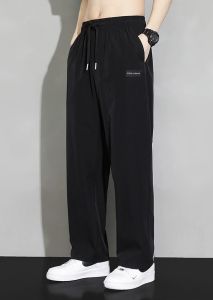 #055#L-5XL#กางเกงผู้ชายกีฬากางเกงลำลองฤดูร้อนผ้าร่มงานปักทรงหลวมใส่สบายเอวยางยืดเนื้อผ้าระบายอากาสได้ดี