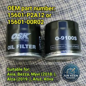 OSK O-9100S Oil filter for Perodua Axia Bezza Myvi G3 Ativa Aruz Alza 15601-P2A12