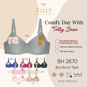 BH BRA 2670 TALLY - TALLY BRA BH 2670 I CUP B | SIZE 34-38 I BUSA TIPIS I ADA KAWAT TALLY - Bh | Bra Comfy Day TALLY 2670 Pakai Kawat dan Busa TipisTALLY BRA COMFORT WIRE BERKAWAT 2670