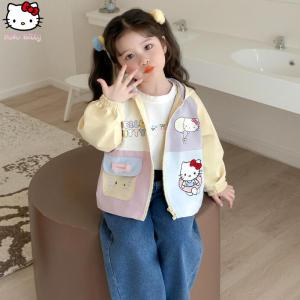Christmas gifts Halloween Hot Anime Hello Kitty Kawaii Childrens Coat Sanrio Spring Autumn Fashion Cartoon Sweet Casual Hoodie Suitable for Girl Clothe