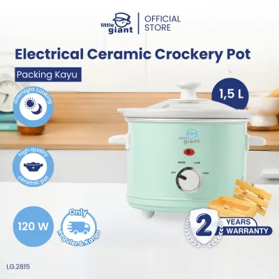 [ONLY REGULER/HEMATKARGO] Little Giant Electrical Ceramic Crockery Pot 15 L (INCLUDE PALET KAYU) | Slow Cooker MPASI