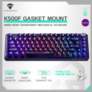 Machenike K500F Gasket mount transparent mechanical keyboard wired gaming keyboard 80% 81 keys form factor Hot-swappable RGB Backlit noise reduction