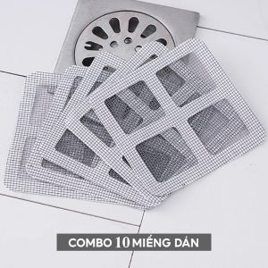 Bộ 10 Miếng Lưới Lọc Rác Chống Tắc Nghẽn Hình Vuông 10cm Set Miếng Dán Lưới Thoát Nước Sàn Nhanh Chóng Ngăn Côn Trùng TIDO TIDO