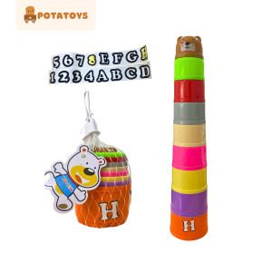 Stacking Cup Lokal / Mainan Anak Susun Gelas Warna Warni / Mainan Edukasi Anak / Mainan Anak Stacking Cup  / Mainan Susun Gelas 9PCS Mainan Edukasi Bayi Angka Dan Alfabet