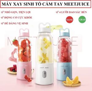 Máy Xay Sinh Tố Cầm Tay Đa Năng 4 Lưỡi Dao Inox Meet Juice Dung Tích 500ml - Máy Xay Hoa Quả Mini Công Suất 150W Chất Liệu Cao Cấp Xay Cực Nhanh Nhỏ Gọn Sử Dụng An Toàn.