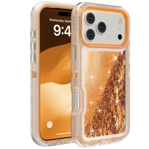 Women Girls 3 in 1 Hybrid Glitter Quicksand Moving Stars Sparkle Flowing Liquid Defender Shockproof Protective Phone Case for iPhone 17 Pro MaxAir16 Pro Max16 Plus15 Pro Max14 Pro1312