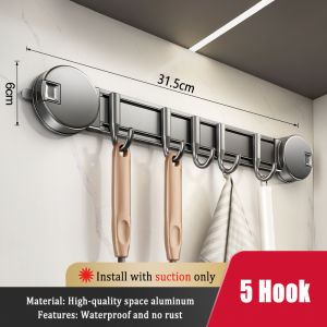 MEIDOO Suction Cup Kitchen Hook No Drilling Wall-Mounted Sliding Rail Integrated Storage Rack