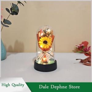 [Dale Dephne] 1 Bộ vĩnh cửu Rose ánh sáng xà phòng hoa trong Acrylic Bìa LED Valentine ngày quà tặng cho bạn gái bà mẹ ngày cưới phù dâu Quà Tặng