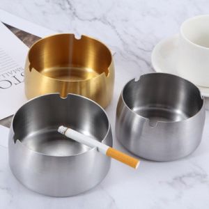 Stainless Steel Gold Plated Ashtray Desktop Ash Holder Cigar Ash tray Home Office Ash Tray Holder Silver Ashtray