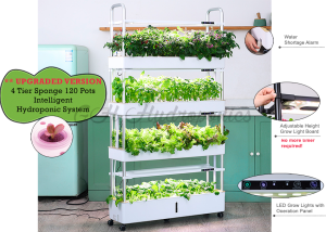 **NEW VERSION** LeGrove 4 Tier Sponge 120 Pots Hydroponic System Soiless NFT Gardening Indoor Urban Farm System