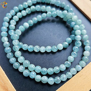 Premium Grade Icy Cat Eyes Greenish Blue Kyanite Single / 3 Rounds Bracelet