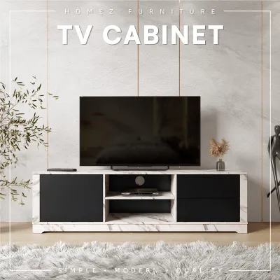 KitchenZ AURORA Series 6FT TV Cabinet with Push to Open Door and Drawers - 5935-MB