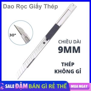 Dao Rọc Giấy Thép Đa Năng 9mm - DAO RỌC GIẤY INOX - Dao Dọc Giấy Cắt Giấy Cắt Decal - Khung Kim Loại Siêu Bền Dao Cắt Giấy Rọc Băng Dính Cắt Thùng Bìa Carton - SK5 siêu sắc Dao rọc giấy