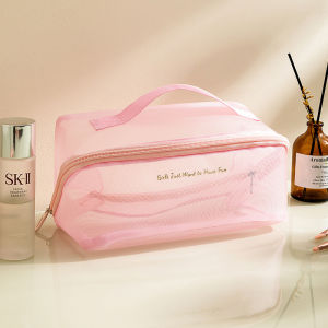 Pillow-Shaped Mesh See-Thru Toiletry Cosmetic Bag / Tas Kosmetik Alat2 Mandi berbahan Nilon Jaring