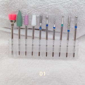 Set 10 Đầu Mài Móng Đầu Mài Khóe Loại Bỏ Da Ẩn Móng Úp Sơn Gel Kèm Hộp Đựng