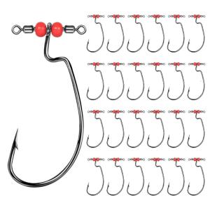 25Pcs Drop Shot Hook In Line Drop Shot Rig with Swivels Wide Gaps Barbed Hook Quick Install Fishing Hook Fishing Tackle