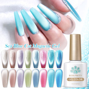 BORN PRETTY 8pcs/set 10ml Sea Blue Cat Eye Gel Nail UV Gel Polish Soak Off UV LED Gel Nail