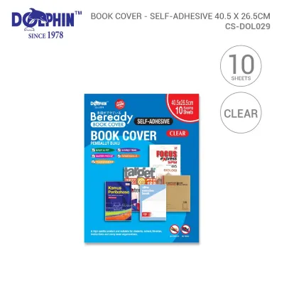 Dolphin Beready Self-Adhesive Clear Book Cover Pembalut Buku 40.5.x 26.5cm 10 Sheets