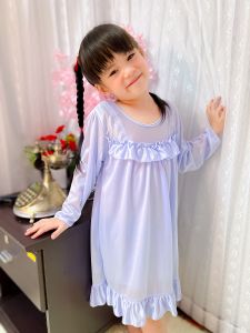 ชุดนอนเด็ก ผ้าลื่น แขนยาว  (มีซับใน) สีสดใส 6 สีหวาน ชุดเด็ก ชุดกระโปรงเด็ก ชุดนอนเด็กหญิง ชุดนอนเด็กผ้ามัน ชุดเด็กผ้าเจอร์ซี่
