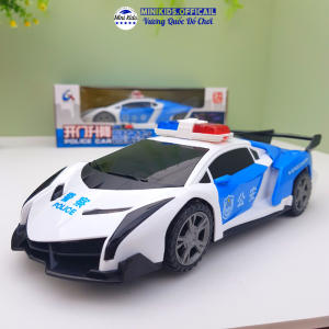 Đồ chơi siêu xe Lamboghini cảnh sát chạy pin (shop tặng kèm) có đế tự xoay 360 có nhạc và đèn led đẹp mắt - MiniKids