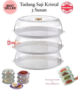 (BISA COD) PROMO Rak Tudung Saji 3 Susun Crystal / Tudung Saji Kristal Modern Susun / Penutup Makanan / Tempat Buah & Tempat Kue / Vacuum Food Cover / BPA FREE / Penutup Makanan Tingkat / Pelindung Debu Makanan / Tudung Saji Bulat