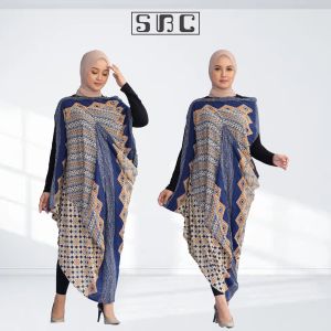 Dress Batik Wanita Sabrina Kaftan 3D Navy Terbaru