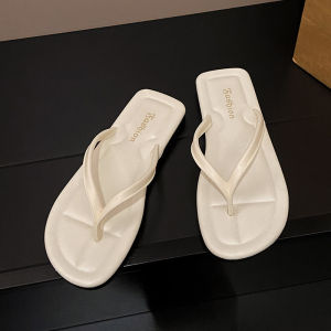 [Free Shipping] Summer New Korean-Style Flat Flip-Flops For Women Trendy And Simple Two-Tone Sandals For Outdoor Wear Beach Shoes For Women