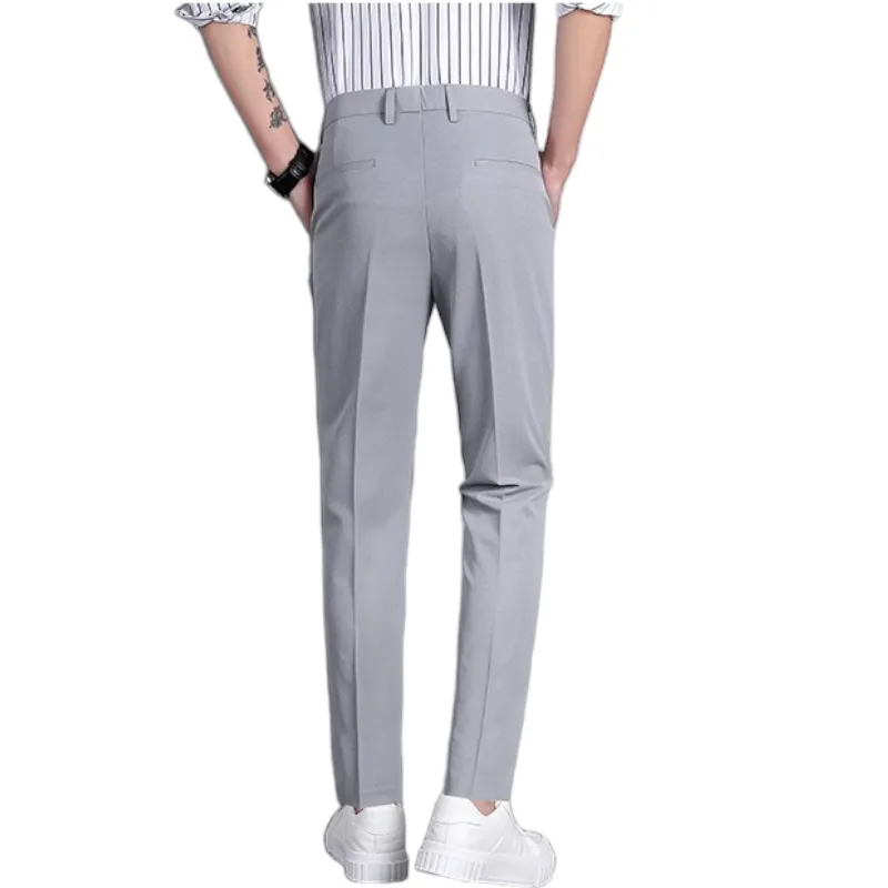 Jeanssandy 777 -New Slacks For Men Thick Fabric Pants Straight Slim Skinny  Fit Gray For Men A903