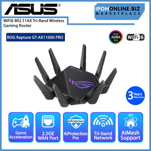 ASUS ROG Rapture GT-AX11000 Pro Tri-Band WiFi 6 Gaming Router with ASUS RangeBoost Plus | IpohOnline