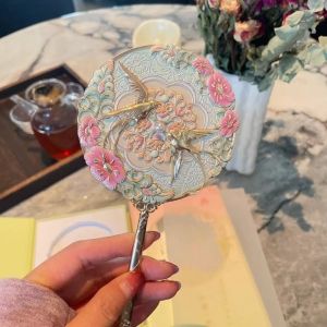 SHIRUI Vintage Mini Mirror Chinese Style Portable Cosmetic Tools Fashion Peony Delicate Flower Pocket Make-up Mirror Gift