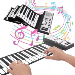 เปียโนพกพาพับได้ 61 คีย์ ลำโพงในตัว Portable Foldable Piano with 61 Keys Flexible Roll Up Soft Keyboard