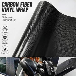 Carbon Fiber Honeycomb Vinyl Sticker Sheet Waterproof Self Adhesive Removable Scratch Resistant 3d Texture Motorcycle Car Wrap