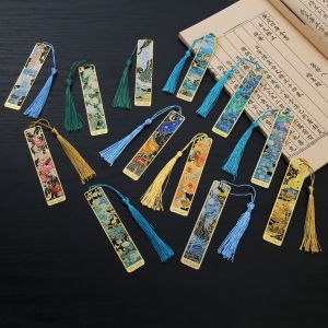 INNEED Exquisite Bookmark Oil Painting Style Hollow Metal Reading Book Tools Rectangular Book Marks for Student Kids