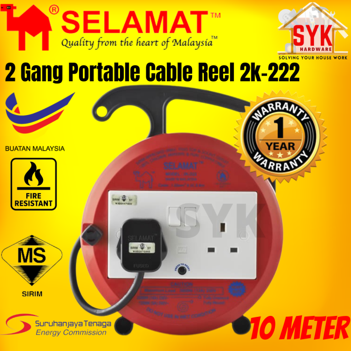 SYK SELAMAT 2K222 10 Meter Extension Plug Sirim Heavy Duty Extension