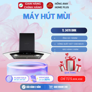 Hút mùi Dmestik TL 3470 DMK kính cong màu đen công suất hút 1200m3h điều khiển cảm ứng