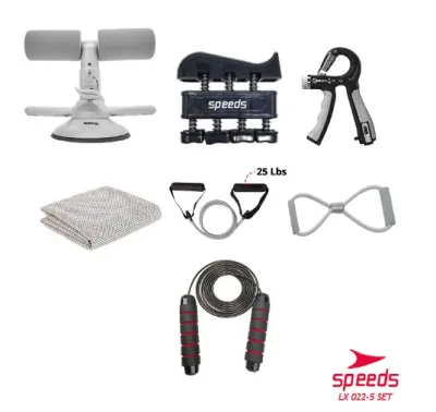 Set Alat Latihan Multifungsi Speeds LX 022-5 - Sit Up Stand Handgrip Skip Rope Yoga Rope Resistance Bands dan Handuk Olahraga