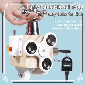 Busy Cube Board Montessori Unlock Toys Essential Educational Sensory Board For Toddlers Busyboard