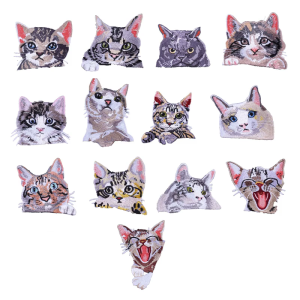 Pocket Cats Embroidery Patches Clothing Thermoadhesive Patches Sewing Appliques for Special Occasion