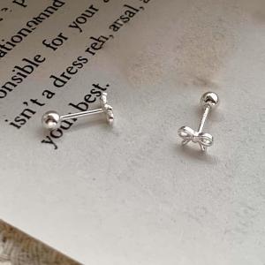 Fashion Korean mini bow earrings female gold color silver color student birthday gift