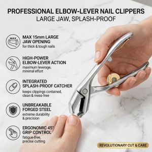 Stainless Steel Nail Clipper Ergonomic Nail Trimmer Large Opening Anti Fly Design Professional Manicure Pedicure Tool