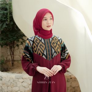 Dress Kondangan Modern Motif Tenun Elegen - Shirinzein Gamis Nura