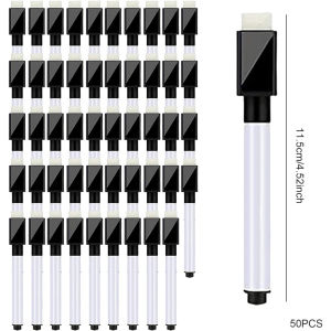 【SG】50 Pcs White Board Marker Pens Pen Dry Eraser Easy Wipe Whiteboard With Eraser for School Kids Office Supplies
