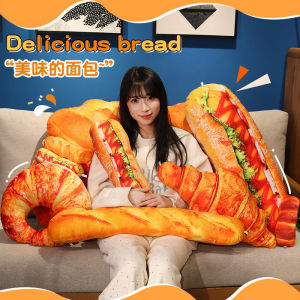 JOJO CASTLE Creative Simulation Butter Bread Plush Toys Stuffed Food Bread Hot Dog Croissant Twist Bread Beguette Shaped Pillow For Home Sofa Room Decoration Kids Gifts