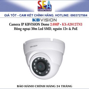 Camera KBVISION IP Dome 2.0MP - KX-A2012TN3 - Hồng ngoại 30m Led SMD nguồn 12v & PoE