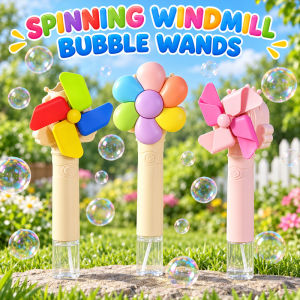Automatic Windmill Bubble Machine Handheld Bubble Wand with Colorful Lights Kids Outdoor Toy