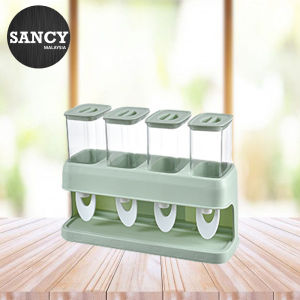 SANCY Wall Mounted Punch Free Seasoning Jar Combined Oil Bottle Push Button Kitchen Rack - Fulfilled by SANCY
