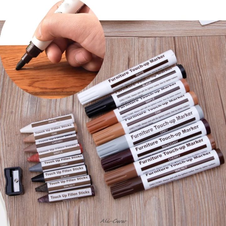 thumbnail image 2 of 13-Piece Wood Scratch Repair Kit - Furniture Markers & Wax Crayons For Tables, Desks, Floors 2 of 13