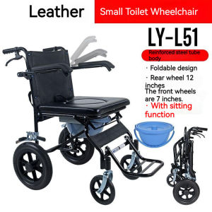 Lightweight Folding Wheelchair 12in Solid Tire Portable Travel Wheel Chair for Elderly and Disabled