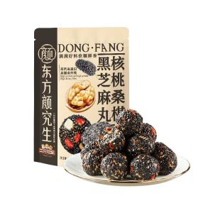 三只松鼠-黑芝麻丸250G 核桃桑葚味 黑芝麻球 坚果丸子 传统风味零食 THREE SQUIRRELS-Walnut Mulberry Black Sesame Balls 250G